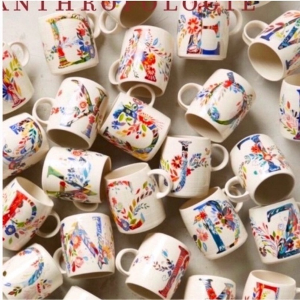 Anthropologie Petal Palette Monogram "D" Floral Mug - Picture 9 of 10